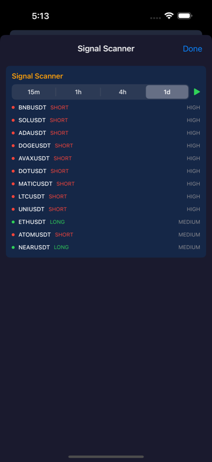 Settings screen